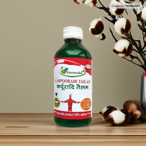 Масло массажное аюрведическое Карпуради Тайлам 200 мл Кармешу Индия 1299₽
