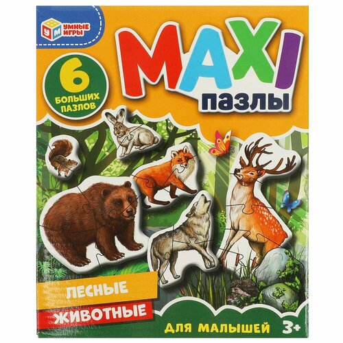 Макси-пазлы Лесные животные, 6 деталей, для малышей Умные игры 4660254410855 пазлы мягкие для малышей тм рыжий кот лесные животные изолон п 5419