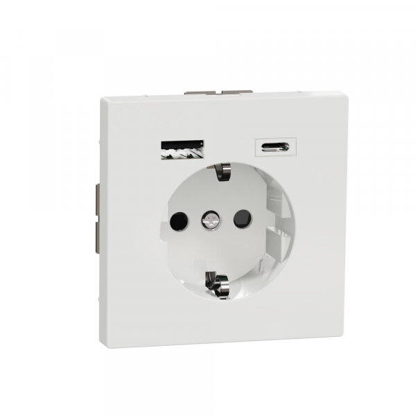 MTN2367-6035 SE MERTEN D-Life Белый Лотос Розетка силовая 16 A с зарядкой USB A+C 3 A Schneider electric - фото №1