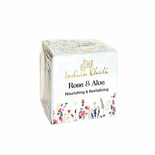 Nourishing & Revitalising ROSE & ALOE, Indian Khadi (Питательный и Восстанавливающий крем для лица роза И алоэ (алое), Индиан Кхади), 50 г.