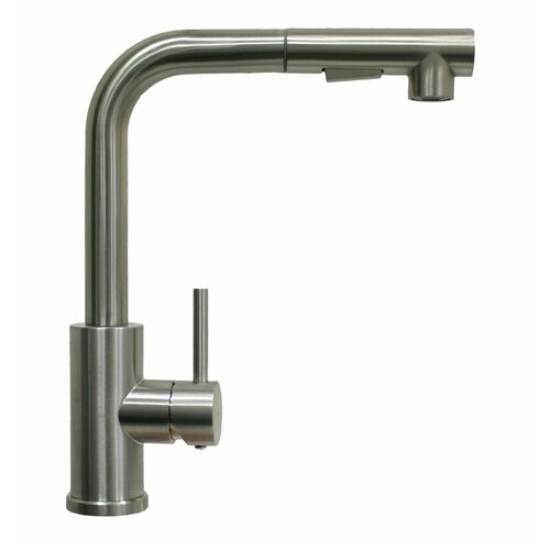 Смеситель NAVAQ однорукий д/кухни с выдв. изливом, мат. черный, нерж. сталь, бок. ручка