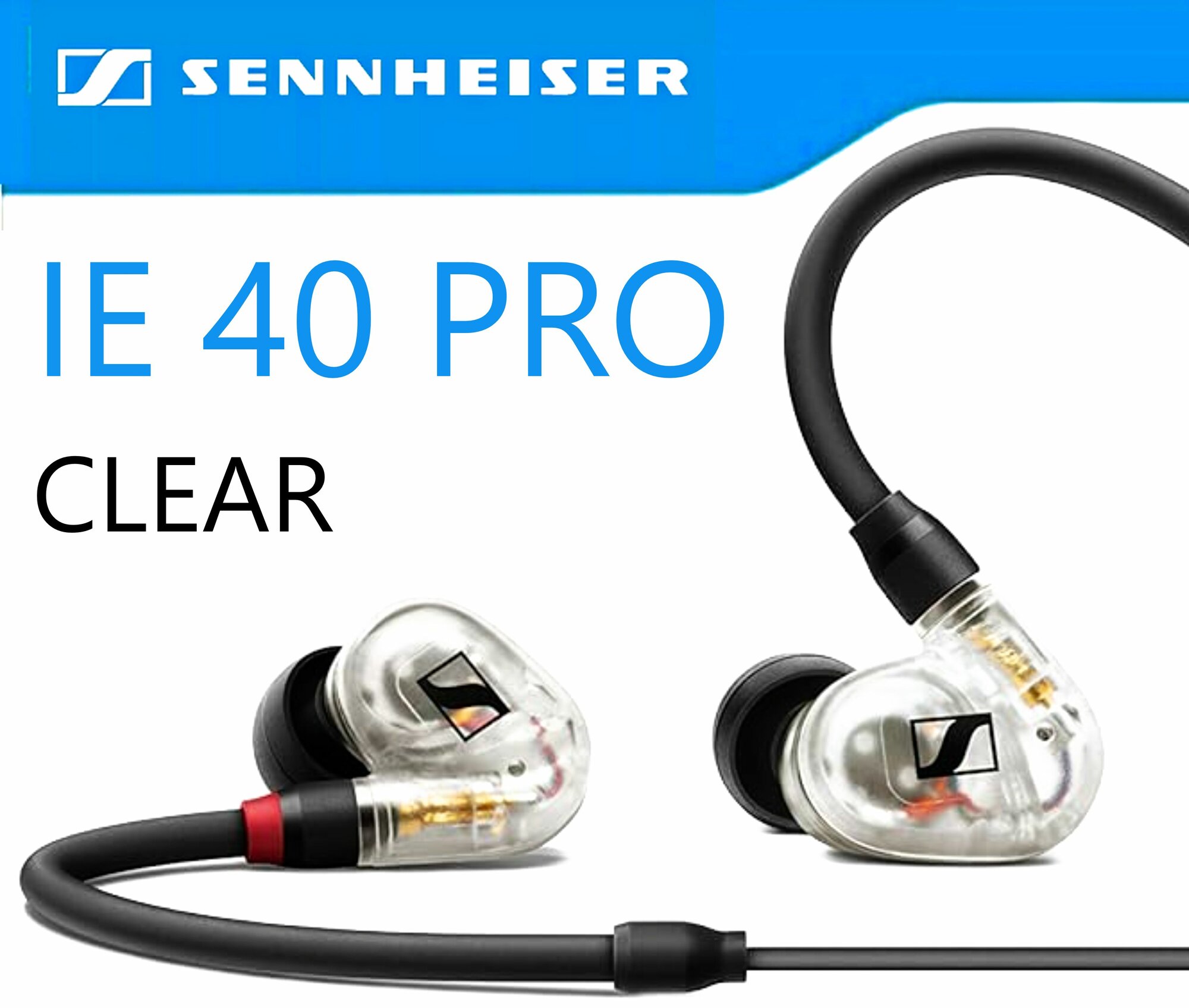 Проводные наушники Sennheiser IE 40 PRO In-Ear monitoring clear с глубокими басами, Прозрачный