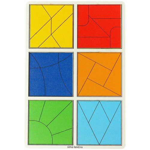 Обучающая логическая игра Сложи квадрат, 3 уровень -усложнённый, деревянная рамка-вкладыш