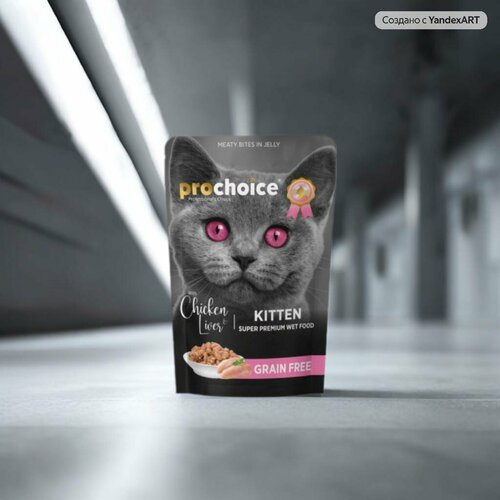 PROCHOICE 85 гр пауч для котят с курицей и печенью кусочки в желе 1х24