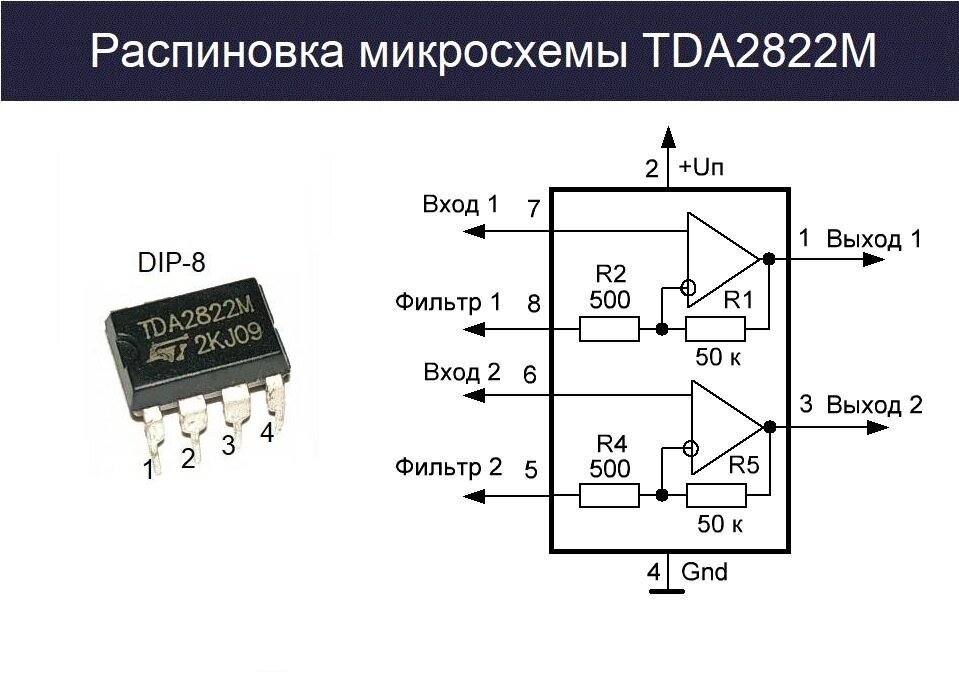 Микросхема TDA2822Mdip8