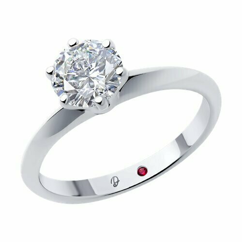 фото Кольцо помолвочное diamant online, белое золото, 585 проба, рубин, бриллиант, размер 19