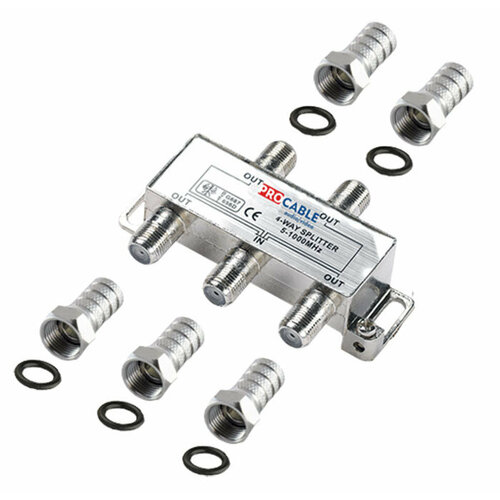 ТВ комплект №41: Антенный делитель F-типа на 4 ТВ 5-1000 МГц, с разъёмом F (5 штук)