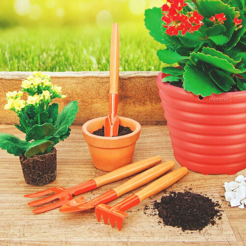 Набор садовых инструментов мини Tramontina 78104801 4 предмета Лопатка садовая Лопата штыковая Рыхлитель ручной Грабли садовые 370₽