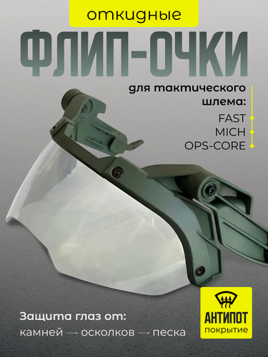 Изображение товара Визор, защитные флип очки на шлем