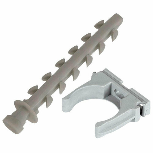 Клипса для крепления труб d16мм 8х50мм с дюбелем 15шт серый 699₽