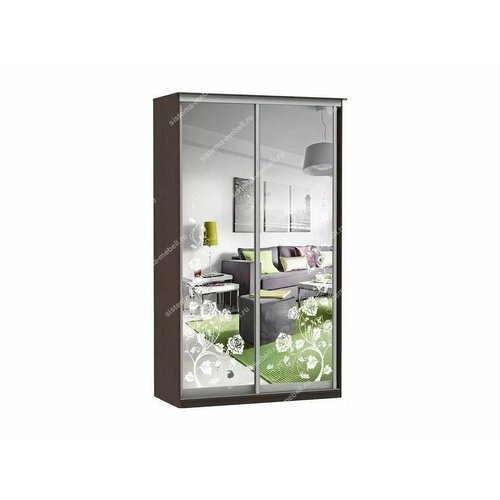 Шкаф купе Модерн 1190х600 2-х дверный зеркальный с пескоструем 3 венге 51589₽
