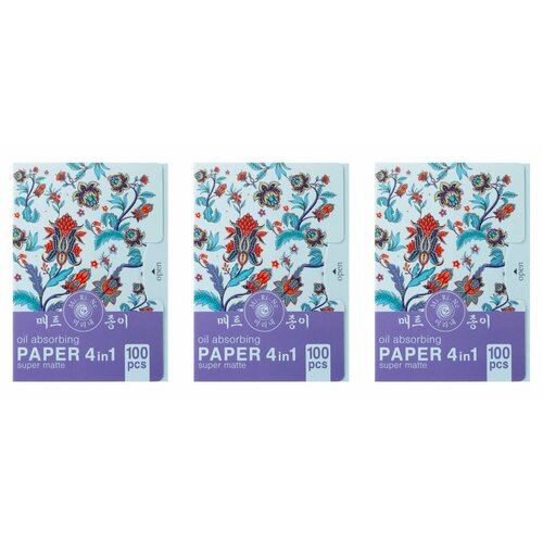 Mi-Ri-Ne Матирующие салфетки для лица 4в1 Super Matte 10 г 100 шт 3 уп 964₽