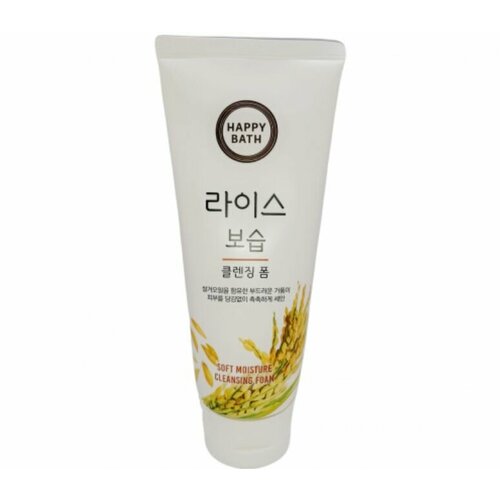 HAPPY BATH Пенка для лица очищающая увлажняющая с маслом рисовых отрубей, 200 мл