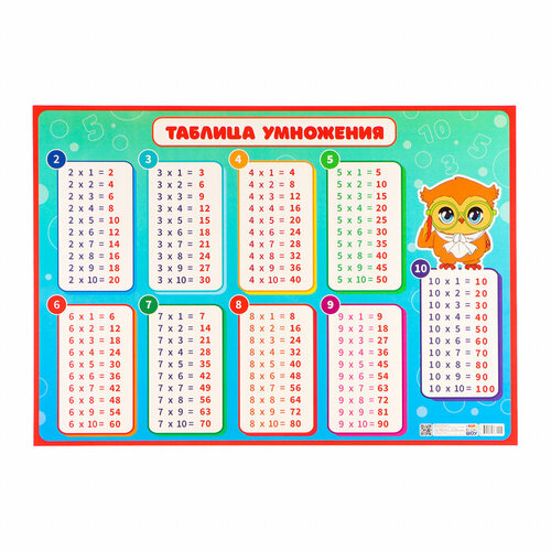 Плакат Таблица умножения картон А2 222₽