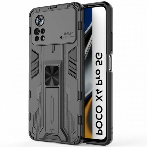 Galvatron Противоударный чехол-подставка для Xiaomi Poco X4 Pro 5G с защитой камеры чехол накладка krutoff soft case армата для xiaomi poco x4 pro 5g черный
