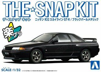 Сборная модель Nissan R32 Skyline GT-R (Black Pearl Metallic) в масштабе 1/32, сборка без клея и покраски! The Snap Kit Aoshima 06355