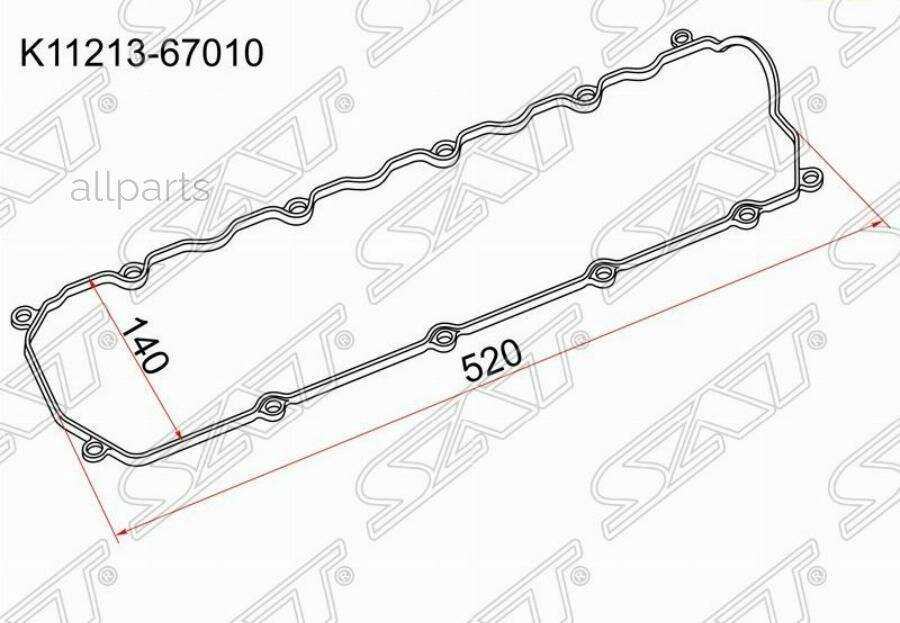 SAT K11213-67010 Прокладка клапанной крышки Toyota Hiace 93-04 / Hilux Pick Up 91-04 1KZT;1KZTE