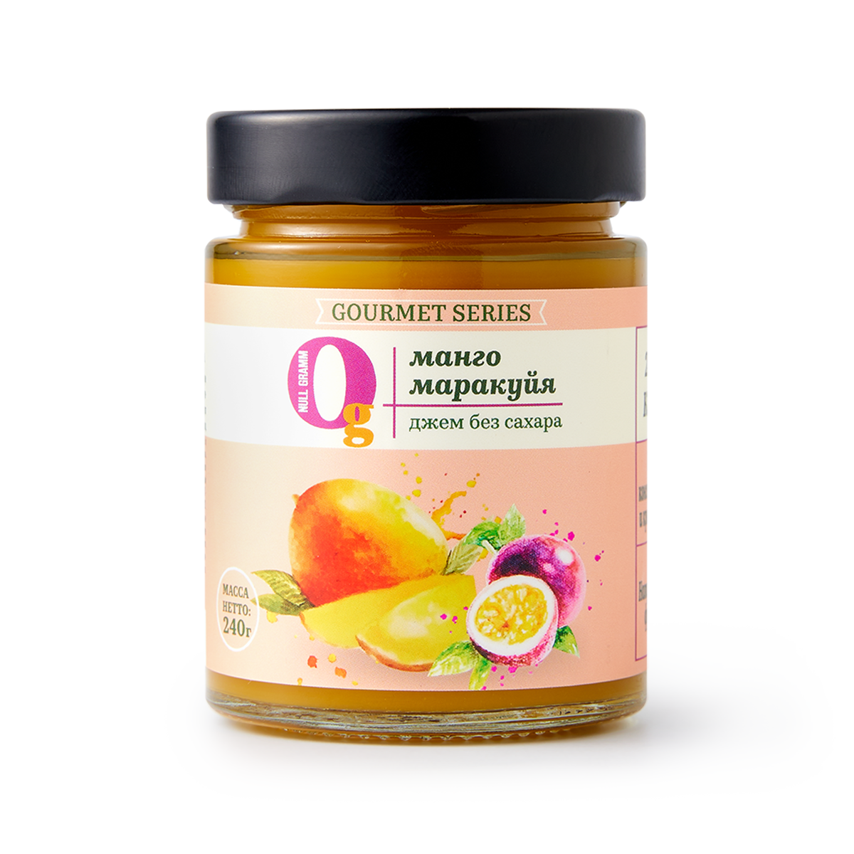 Джем "Ноль грамм" манго-маракуйя, без сахара, в банке, 240 г