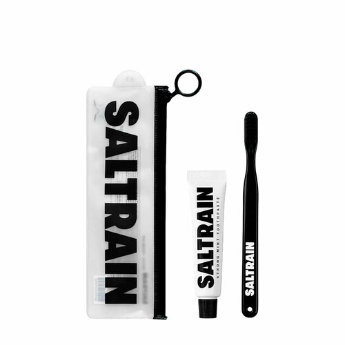 SALTRAIN Дорожный набор чёрный SALTRAIN Travel Kit Black (Зубная паста Strong Mint 30g + зубная щётка), SALTR