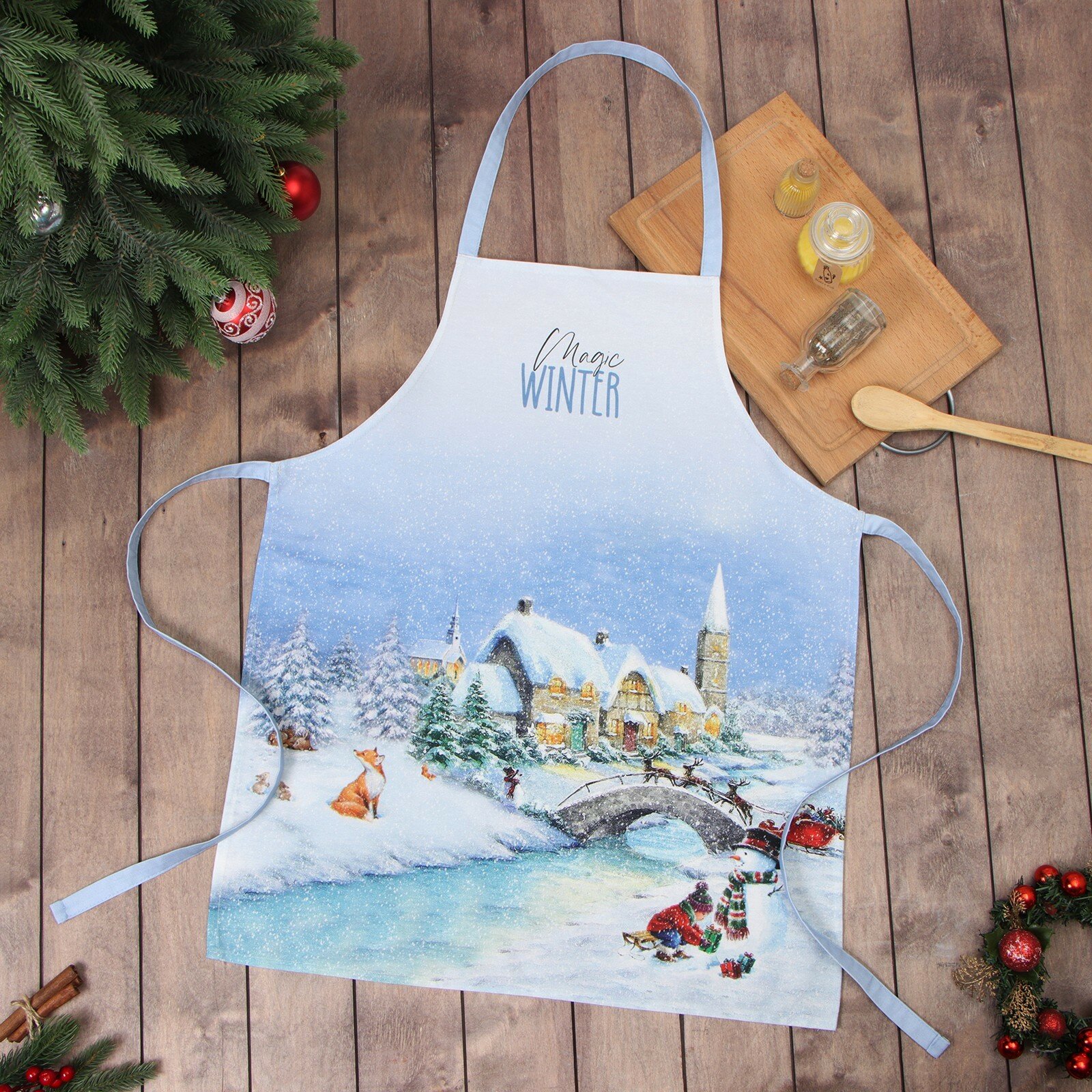 Фартук кухонный Этель Рождественский вечер 60х70 см хлопок саржа 190 г/м2