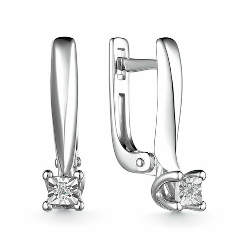 Серьги MINERAL NATION, серебро, 925 проба, бриллиант, серебряный