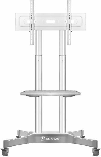 Мобильная стойка ONKRON на 1 ТВ/ 40-65 от 200х200 до 400х600 наклон 0? поворот 0? макс нагр 45,5кг Высота 1200-1500мм, кабель-канал, регулировка полки