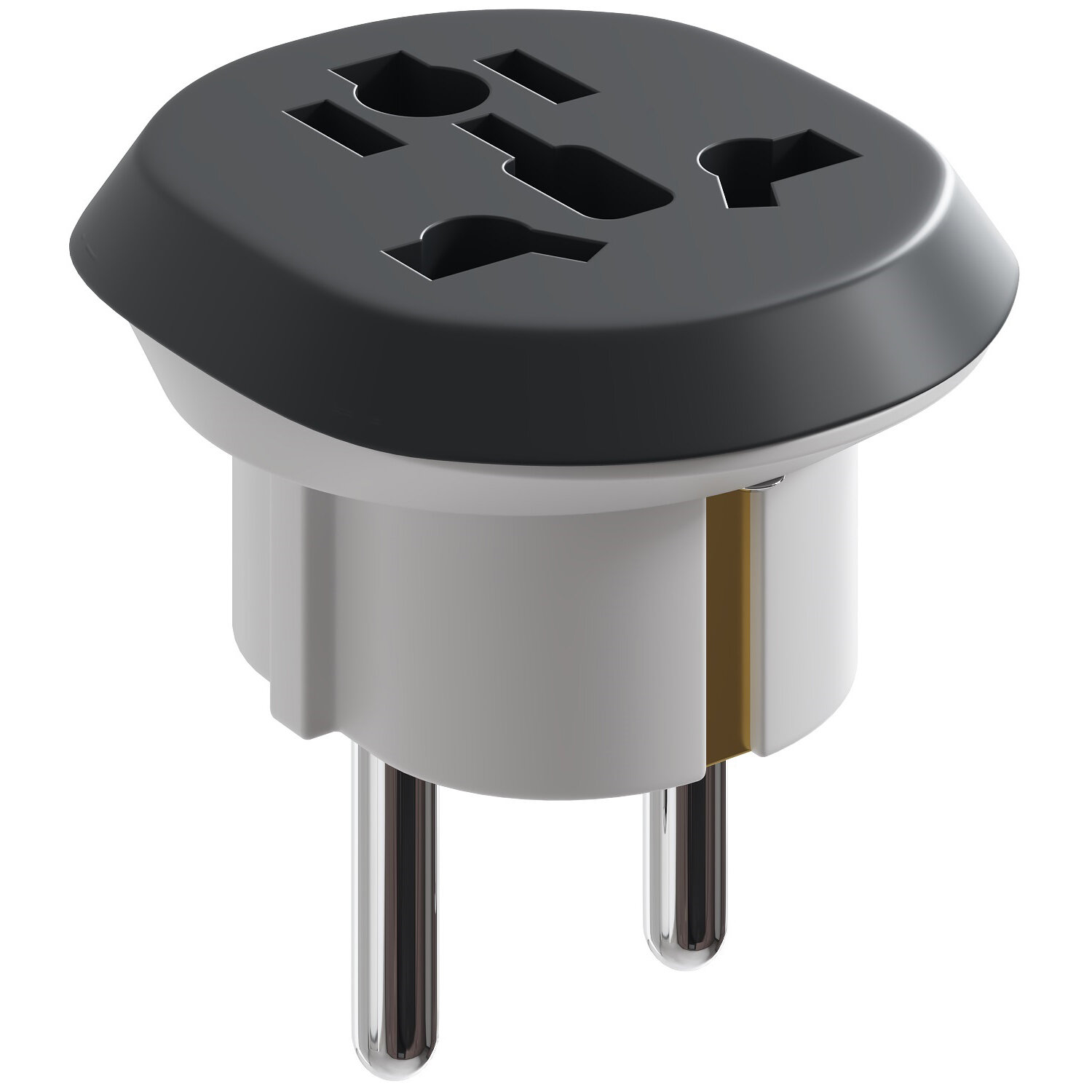 Адаптер сетевой на евровилку евро розетку GSMIN Travel Adapter WIN-18 переходник для американской китайской вилки US/CN (250 В 16А) (Черный)