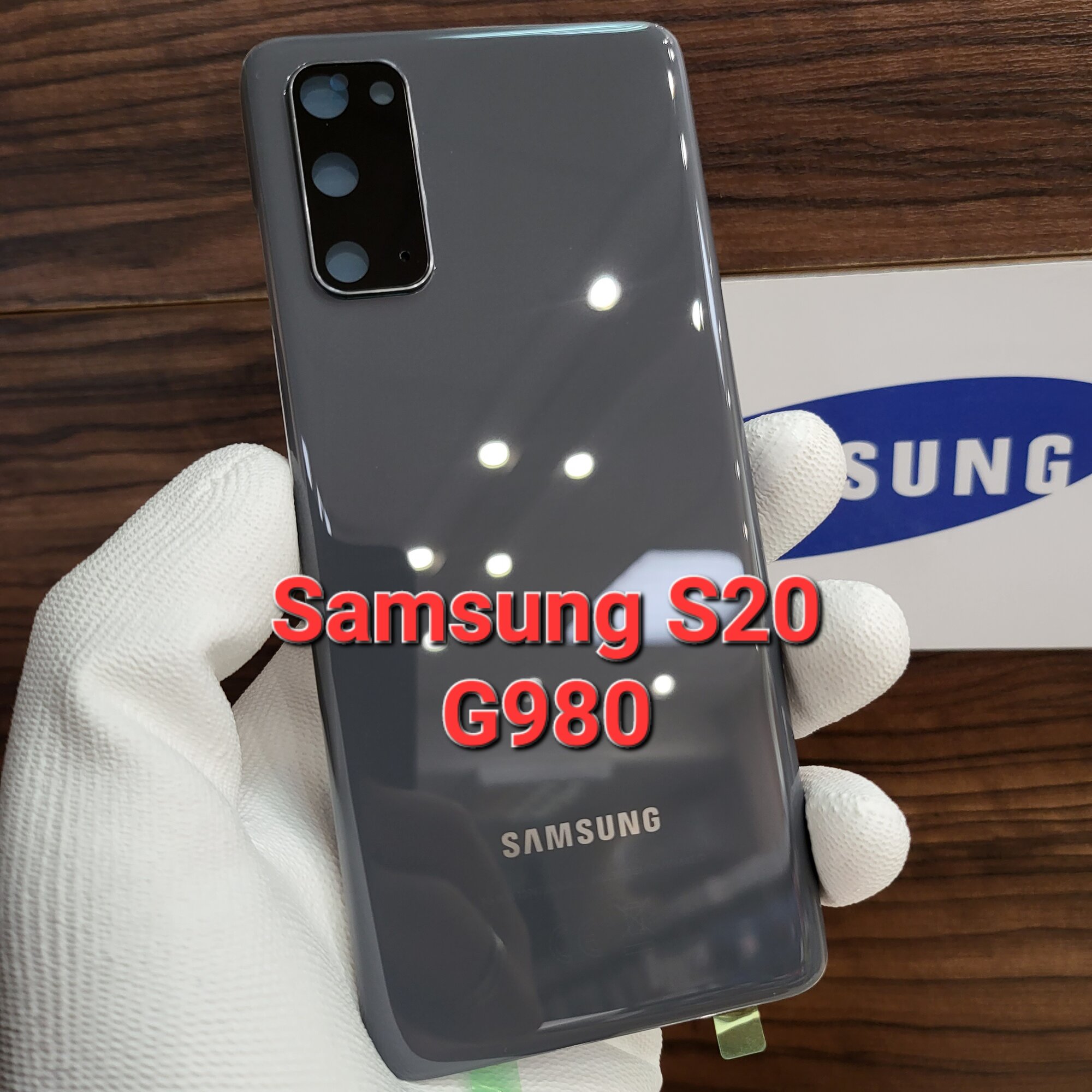 Крышка для Samsung S20 (заднее стекло) "Премиум качество" цвет: Серый