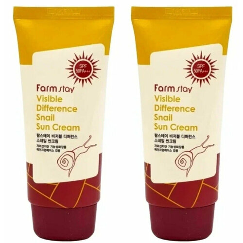 Крем улиточный солнцезащитный Farmstay Visible Difference Snail Sun Cream, 50 мл, 2 шт солнцезащитный улиточный крем farmstay la ferme visible difference snail sun cream 50ml