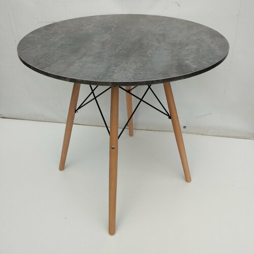 Стол Круглый Серый Мрамор D 850 мм Eames Для Дома Кафе Бара Деревянные Ножки