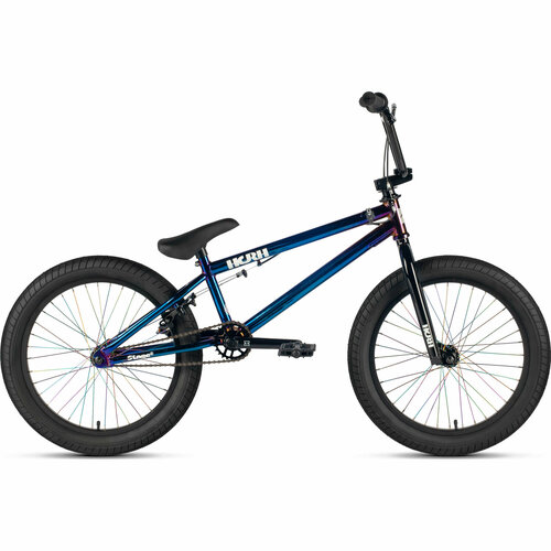 Велосипед BMX HORH STAGE 2 20 (2024), ригид, взрослый, детский, подростковый, мужской, для мальчиков, стальная рама, 1 скорость, ободные тормоза, цвет Glossy Neochome, темно-синий цвет, размер рамы 20, для роста 130-170 см