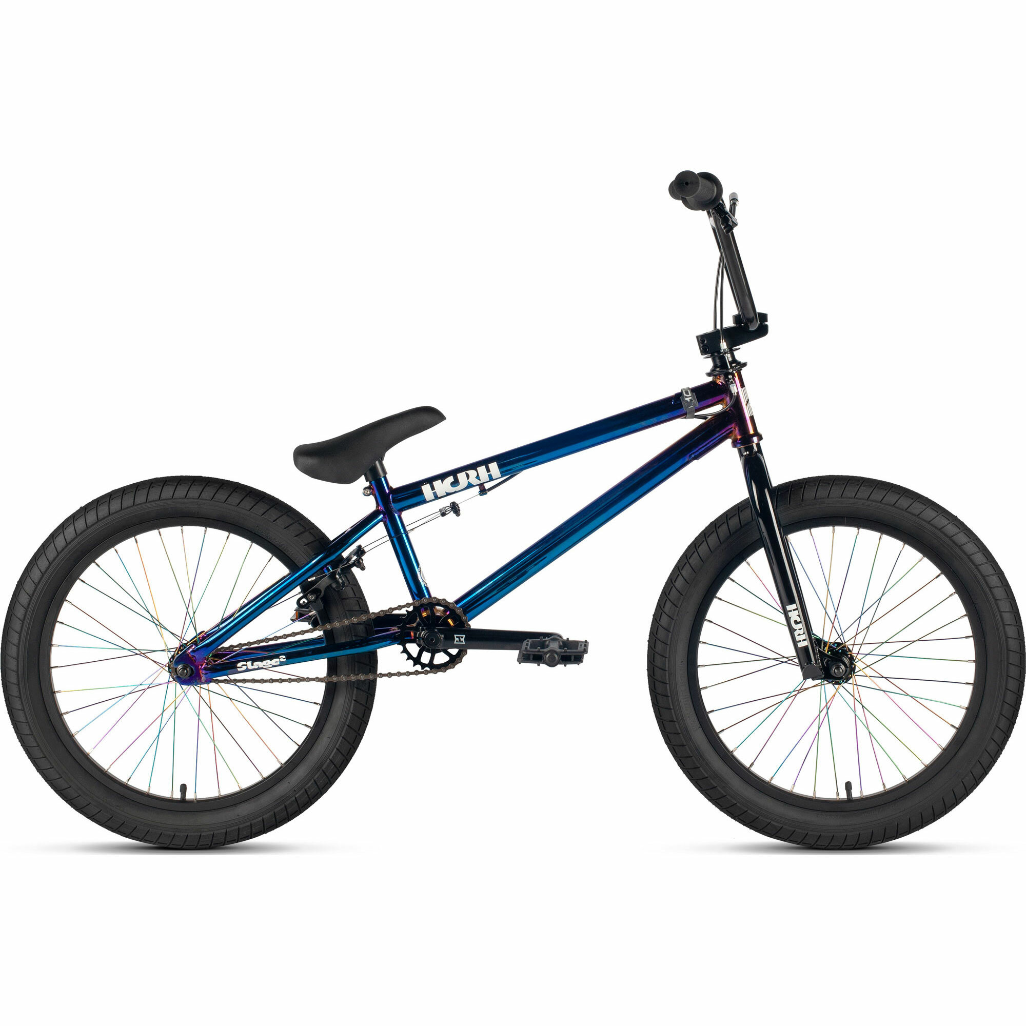 Велосипед BMX HORH STAGE 2 20" (2024), ригид, взрослый, детский, подростковый, мужской, для мальчиков, стальная рама, 1 скорость, ободные тормоза, цвет Glossy Neochome, темно-синий цвет, размер рамы 20", для роста 130-170 см