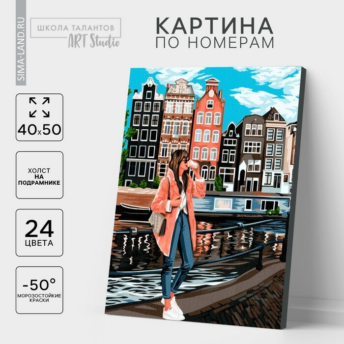Картина по номерам на холсте«Девушка в Амстердаме» Школа талантов - фото №15