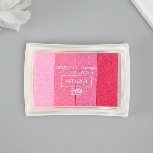 Штемпельная подушка 4 цвета Розовая палитра 7,8х5,5х1,8 см штемпельная подушка сладкая слива устойчивые к выцветанию 4 8х3 5 см