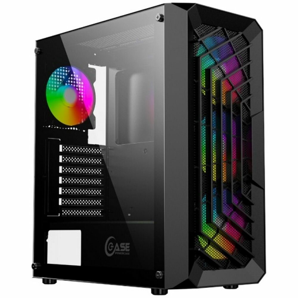 Powercase Mistral C4B, Tempered Glass, 4x 120mm 5-color fan, чёрный, ATX (CMICB-L4)