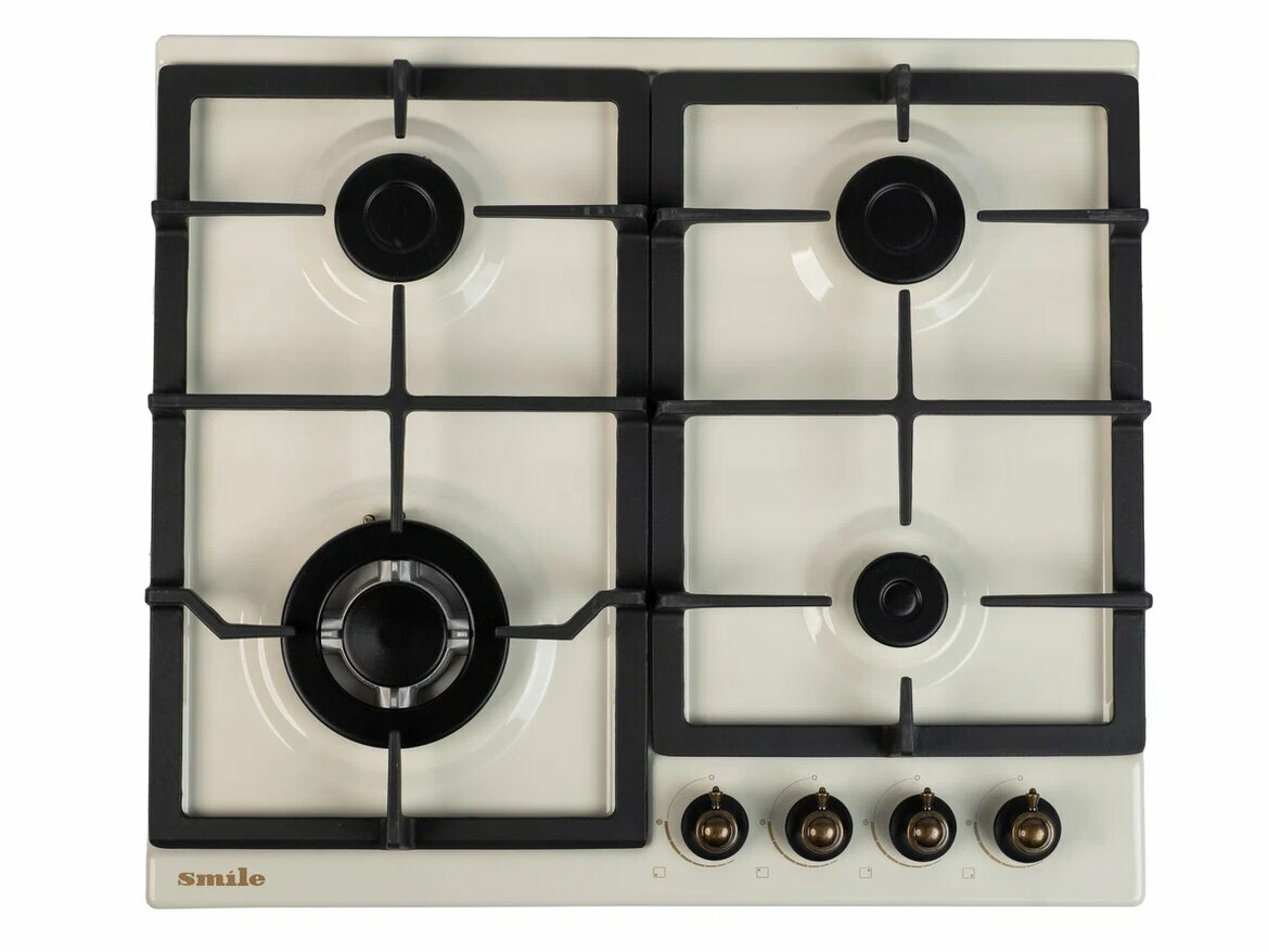 фото Поверхность газовая SMILE SM-R410GH бежевый/бронза (ретро, чугун, г/к, WOK)
