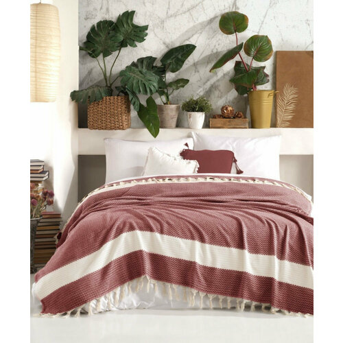 Плед Alisa Евро 200х220 Турция хлопок бордовый 2955₽