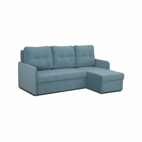 Угловой диван Турин с оттоманкой, металлокаркас, механизм еврокнижка, ящик для белья, дополнительный ящик для подушек, 205х160х75 см