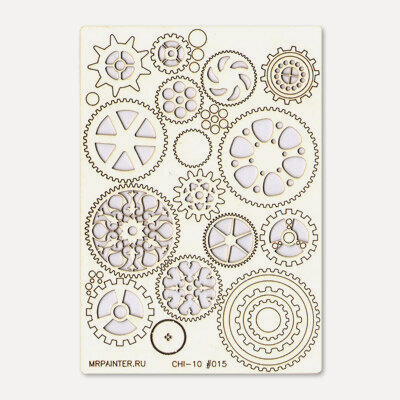 Изображение товара Mr.Painter CHI-10-VJ74 Чипборд 11.5 х 16.5 см 015 Шестерёнки декоративный элемент скрапбукинг