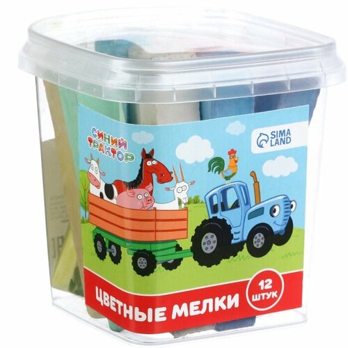 Набор цветных мелков Синий трактор 12 штук 10 цветов 462₽