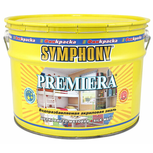 Эмаль с Эффектом Пластика Финкраска Symphony Premiera 3л Шелковисто-Матовая, Акриловая, Влагостойкая, Износоустойчивая / Симфония Премьера*