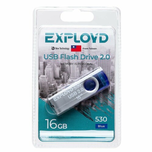USB-флэшка Exployd 530, 16 Гб, синяя, 1 шт