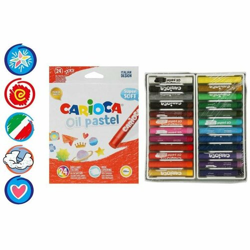 CARIOCA Пастель масляная 24 цвета Carioca Oil Pastel премиум яркая супермягкая картон европодвес 954₽