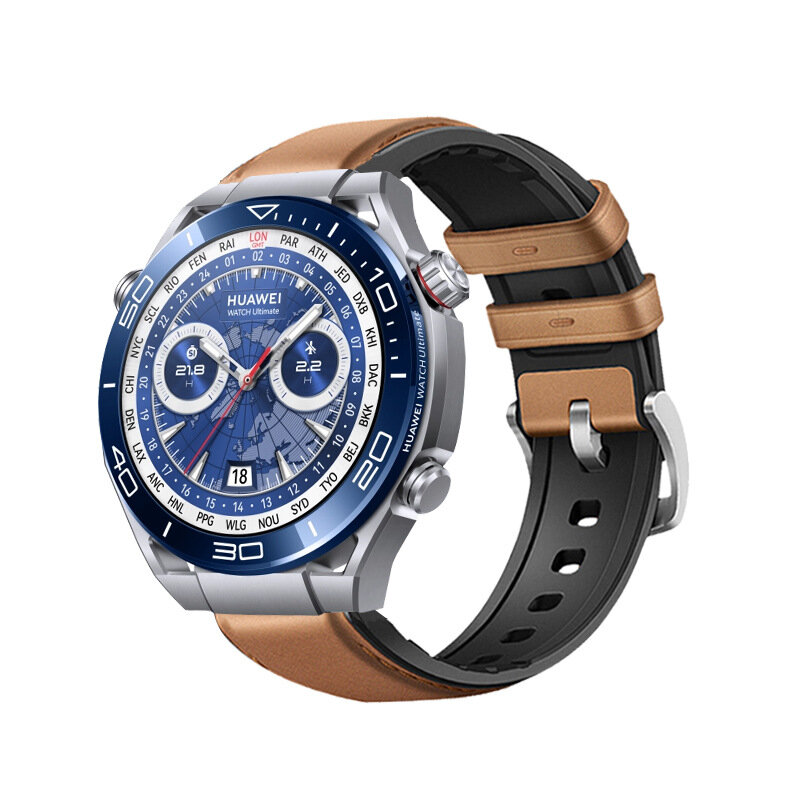 Сменный ремешок-браслет MyPads Skin из качественной, натуральной кожи для Huawei Watch Ultimate с металлической пряжкой-застежкой коричневый