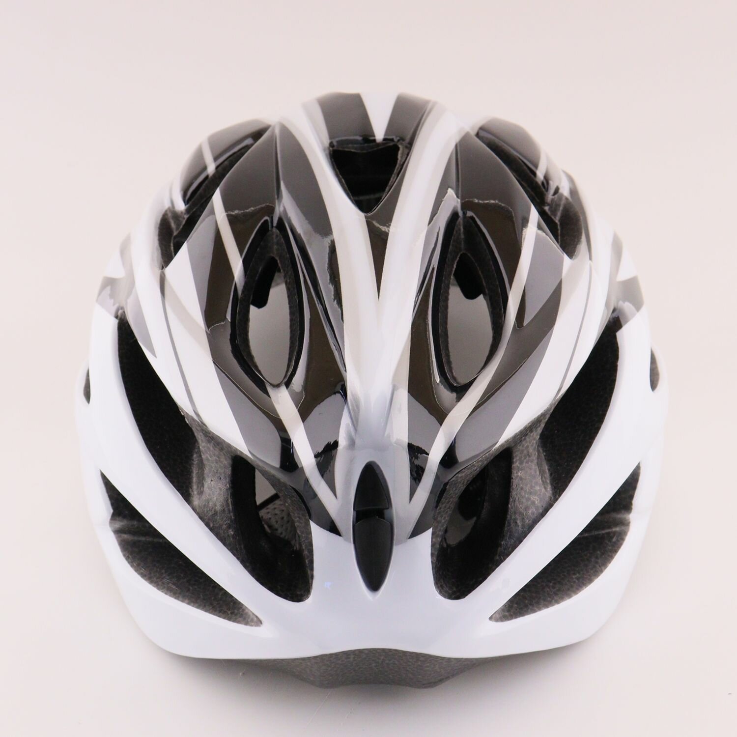Шлем велосипедный (глянцевый, size: L (57-62см) серо-черный, +козырек)