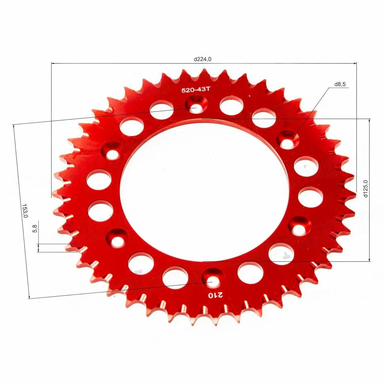 Венец, звезда ведомая (520-43) X-TECH Кросс 250-450 6х153х125 алюминиевая с самоочисткой