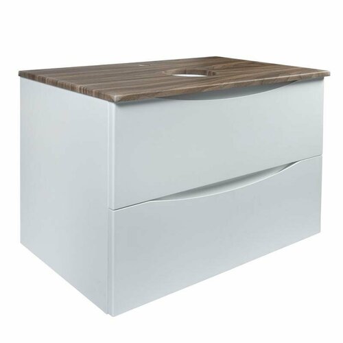 BOND Тумба подвесная 80см белая со столешницей под дерево BOND Cube T09805 без раковины