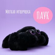 Мягкая игрушка паук BOOMTS, Павучок черный с фиолетовыми глазами