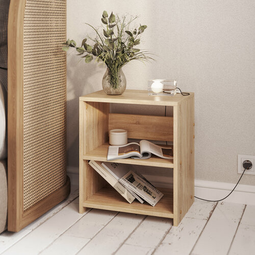 Тумба прикроватная Граникум Ясмина стильная 2 отдела дуб сонома ЛДСП 1796₽