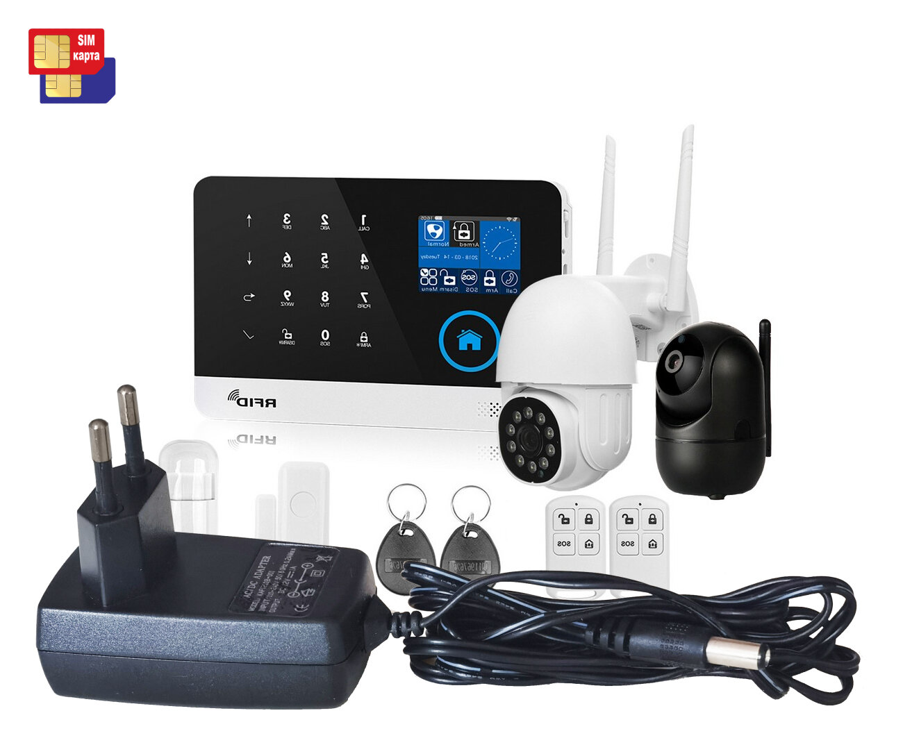 Беспроводная GSM Wi-Fi видеосигнализация с видеонаблюдением Strazh Око и HDком 9826-ASW5 + 288Bl-ASW5 (Y10236MOK) с 2мя камерами для дачи
